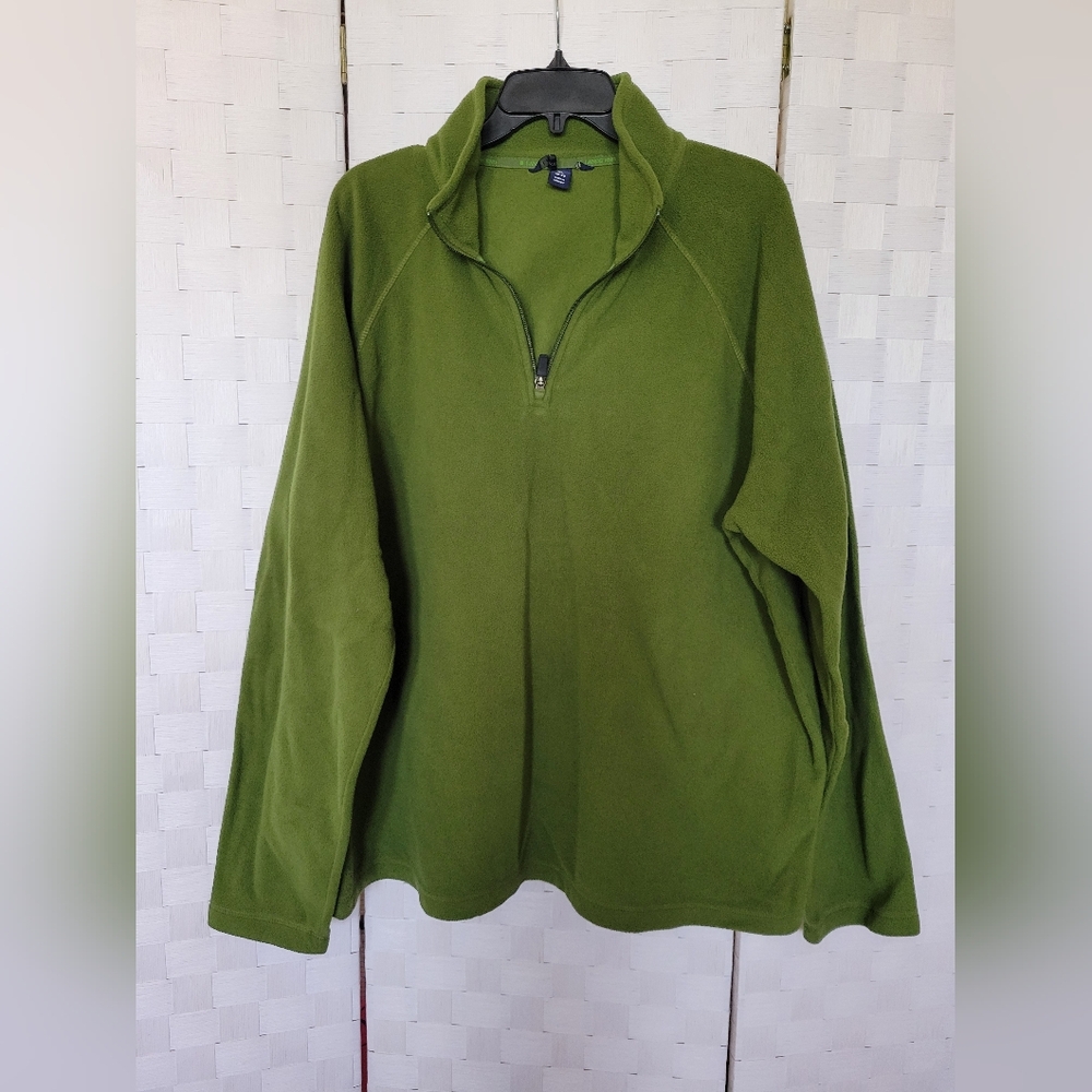 Lands' End Green Fleece XL 46-48 Pullover Zipup